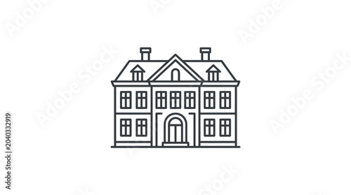 Cuadro en lienzo Symmetrical two-story classical manor house icon.