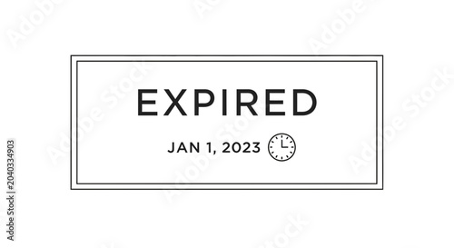 Expired Date Stamp with Clock Icon - Outdated Deadline Concept