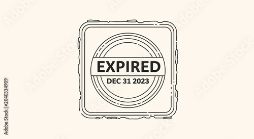 Expired Date Stamp Illustration - Vintage Line Art for Deadlines and Official Documents