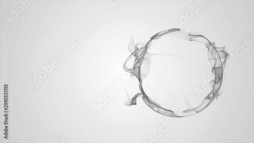 White abstract particle sphere, minimalist digital background in 4k