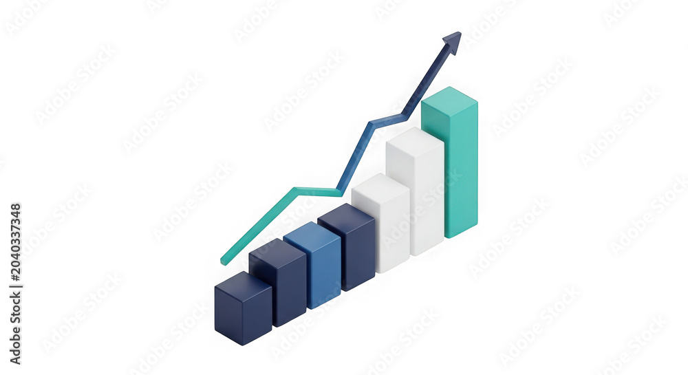Fototapeta premium Business growth bar chart with upward arrow.