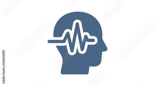 Human Head with Pulse Wave Icon Vector