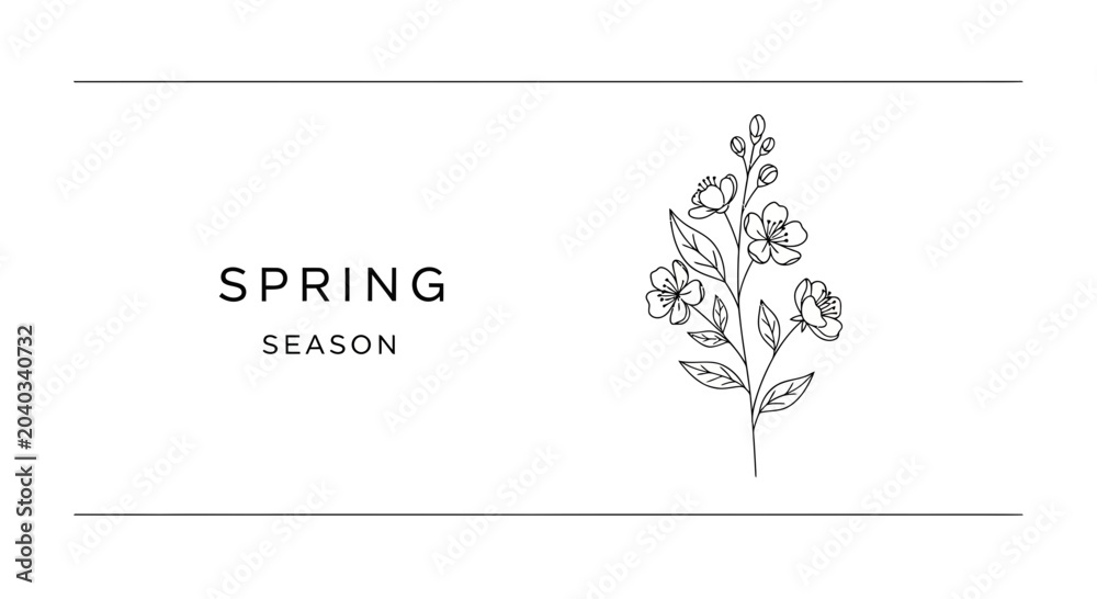 Fototapeta premium Spring Season Text with Delicate Floral Illustration