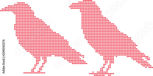 Tableau sur toile Two red crows heart pattern graphic design