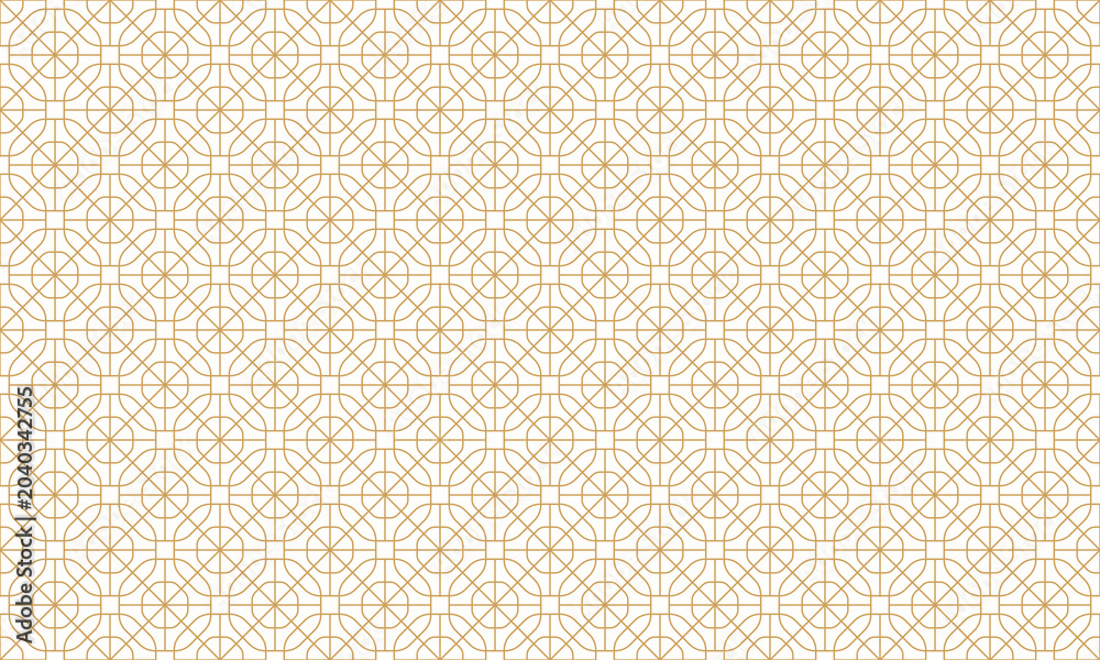 Fototapeta premium Elegant seamless geometric pattern with gold squares and thin lines on white background in oriental style. Vector illustration.