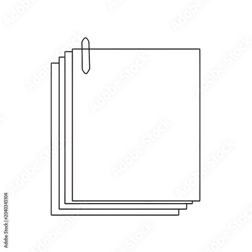 Εκτύπωση καμβά クリップで留めた書類の線画イラスト
