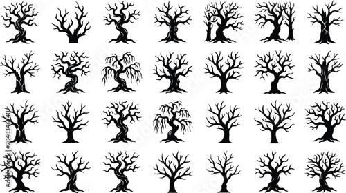 Foto Black Silhouette Spooky Bare Dead Tree Halloween Horror Twisted Branch Collectio