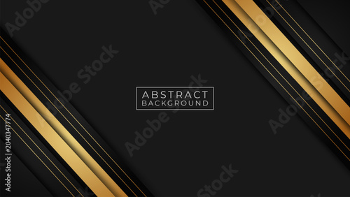 Luxury Black and Gold Abstract Background with Geometric Lines
