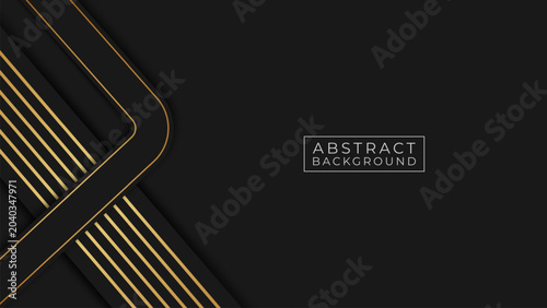 Luxury Black and Gold Abstract Background with Geometric Shapes