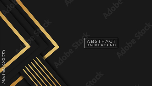 Luxury Abstract Background with Golden Geometric Lines and Dark Layers