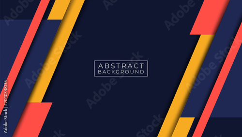 Abstract Geometric Background with Navy Blue Yellow and Red Diagonal Layered Shapes