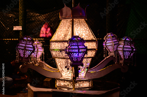 Vesak lanterns, Colorful rotating lanterns display during the Vesak festival in Sri Lanka