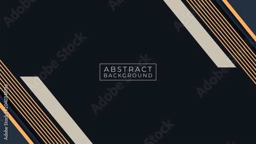 Modern Dark Navy Abstract Background with Diagonal Orange Lines and Beige Elements