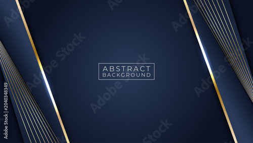 Luxury Dark Blue and Gold Abstract Geometric Background with Elegant Lines