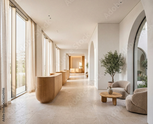 Premium penthouse hotel suite featuring spacious living area and calm interior