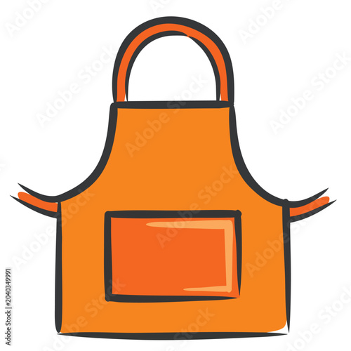 A simple hand drawn orange kitchen apron illustration.
