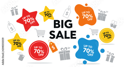 Foto Big sale discount offer labels.