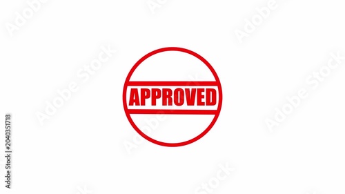 Approved stamp design animation on transparent background, Rubber, seal, red, vintage effect, textured, motion graphics for video content and web. 