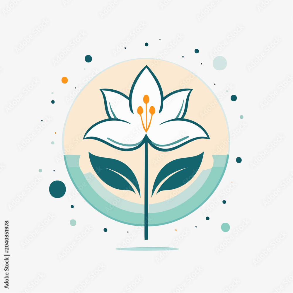 Fototapeta premium White lily flower in a circle