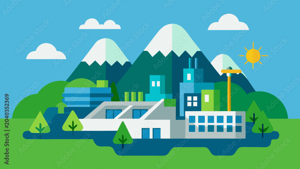 Fototapeta premium Sustainable Smart Valley Tech Park Vector 