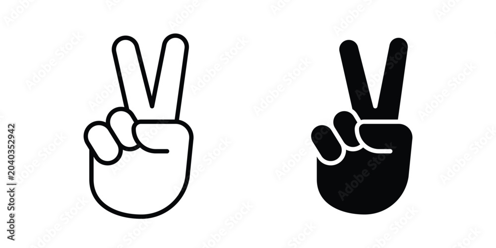 Fototapeta premium Hand peace icon vector. pictogram illustration on white background.