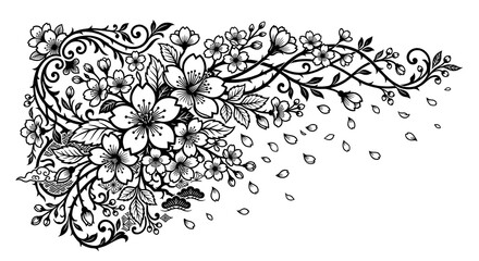 Latest Silhouette Corner Floral Design | Elegant Decorative Floral Border.