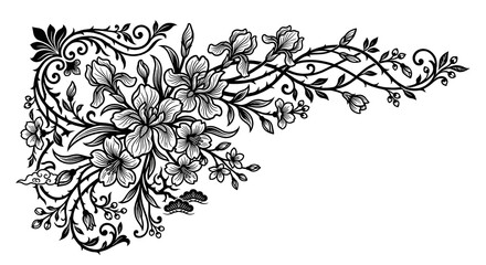 Latest Silhouette Corner Floral Design | Elegant Decorative Floral Border.