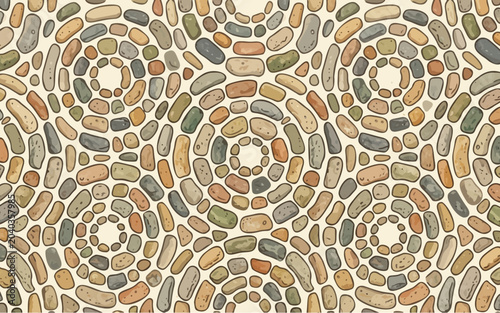 Seamless Circular Pebble Mosaic Pattern Background