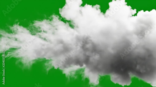 Cloud formation floats against a vibrant green screen background for easy digital compositing and graphic design applications.
