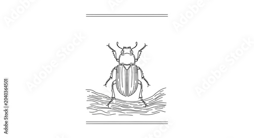 Vintage Illustration of a Stag Beetle on a Branch
