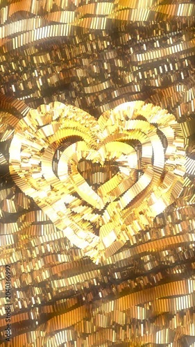 Heart Background video Gold chrome Glitter shiny vertical video