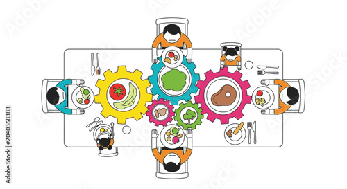 Teamwork gears collaboration business concept with colorful cogs