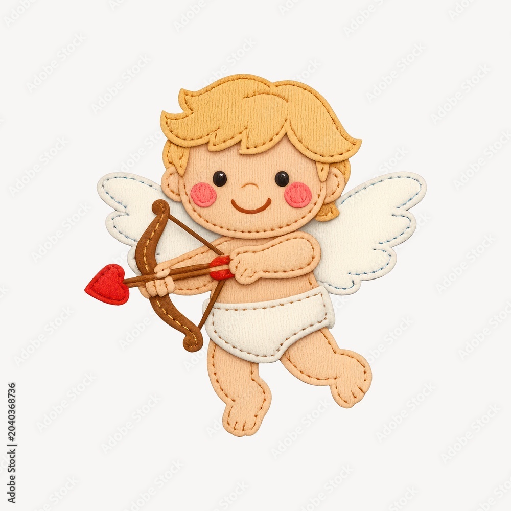 Obraz premium Cute cupid with heart arrow