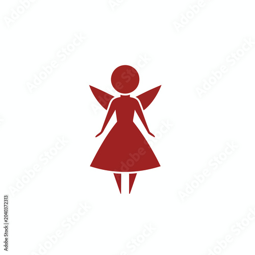 Minimalist Red Fairy Icon Illustration Design.