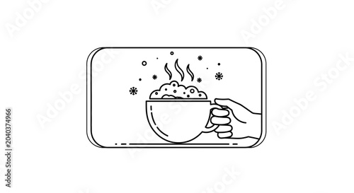 hot chocolate in a mug with hand