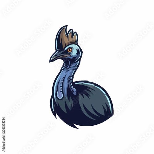 Illustration of a Cassowary Bird with a Crest.
