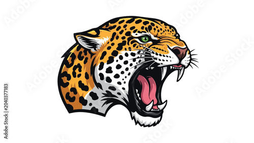 фотографія Illustration of a Roaring Leopard Head 1.