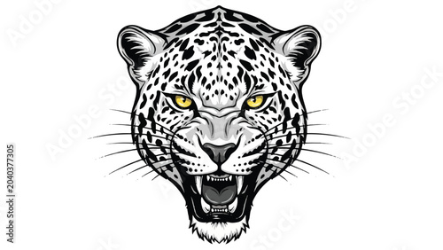 Photography Leopard Head Illustration with Open Mouth 3.