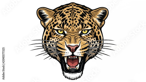 Foto Leopard Head Illustration with Open Mouth 5.