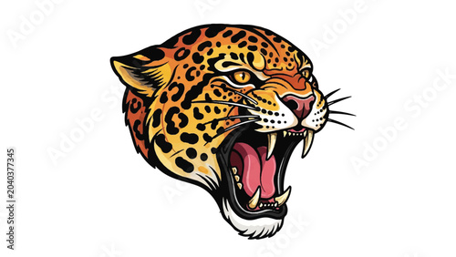Leopard Head Illustration with Open Mouth 6.