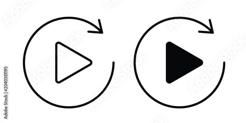 Cuadro en lienzo Replay icon graphic element set in black linear and clipatrt.