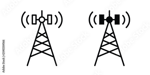 Bild auf Leinwand Telecom icon graphic element set in black linear and clipatrt.