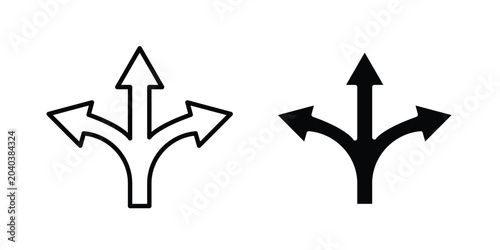 Tableau sur toile Three way icon graphic element set in black linear and clipatrt.