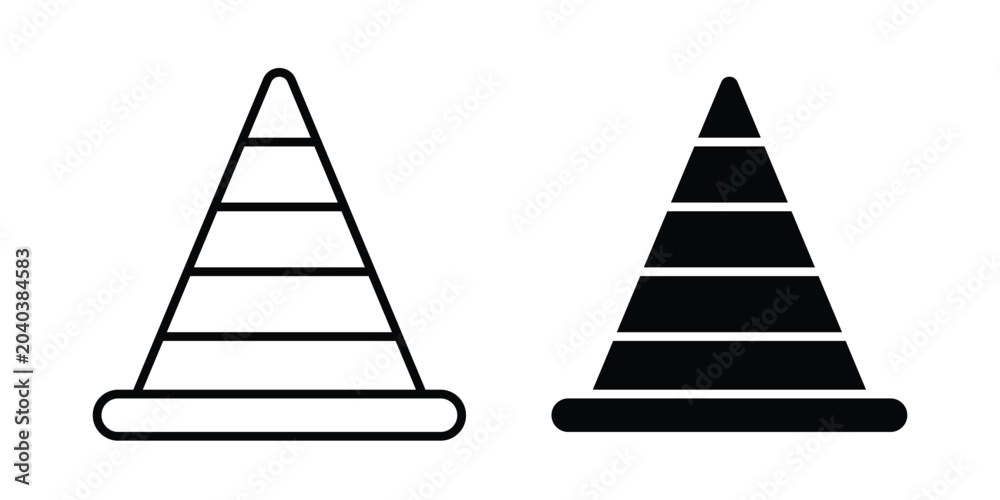 Fototapeta premium Traffic Cone icon graphic element set in black linear and clipatrt.