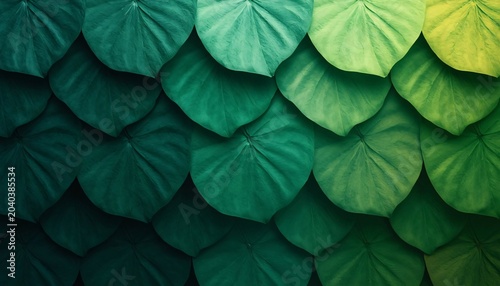 Stacked leaves forming natural gradient layers, top view minimal composition, modern eco background texture