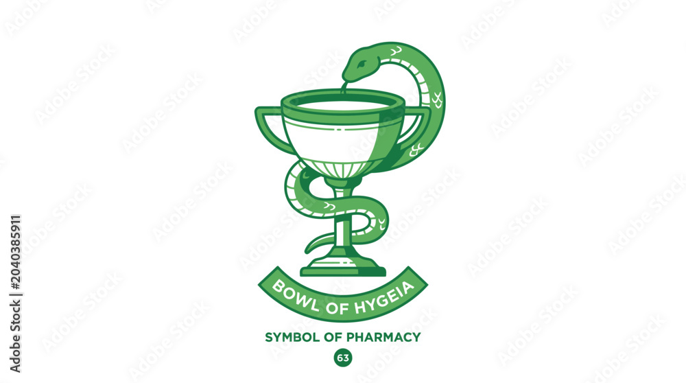 Obraz premium Bowl of Hygeia Symbol of Pharmacy - Medical Health Care Emblem
