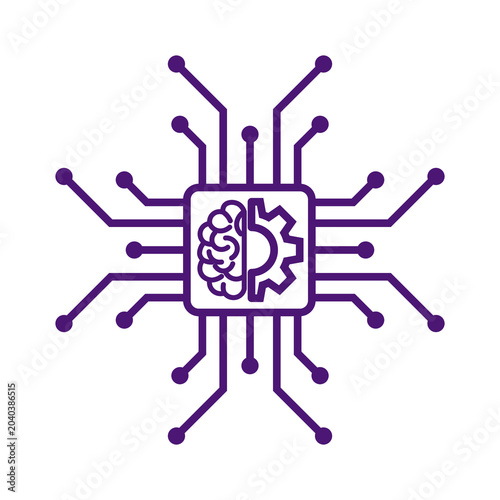 Ai brain with gear on transparent background isolated on transparent background