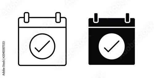 Tableau sur toile Calendar check icon, outline style icon for web. vector graphics
