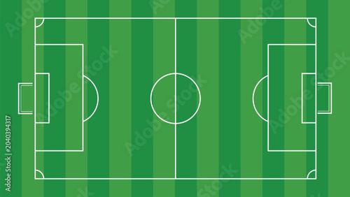 Top view football pitch vector illustration with green stripes for 2026 world cup championship tournament