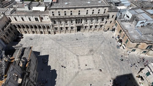 Lecce, Italy. Aerial view of the Duomo square and the historical buildings. Lecce one of the most beautiful in Italy